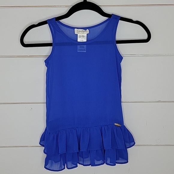 Jessica Simpson Other - JESSICA SIMPSON size 6 blue sheer sleeveless peplum top
